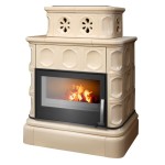 Kachlová kamna ABX Karelie s výměníkem 10,5kW, kachlový sokl, písková 